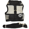 Black Netted Mesh Harness with Patch and Leash